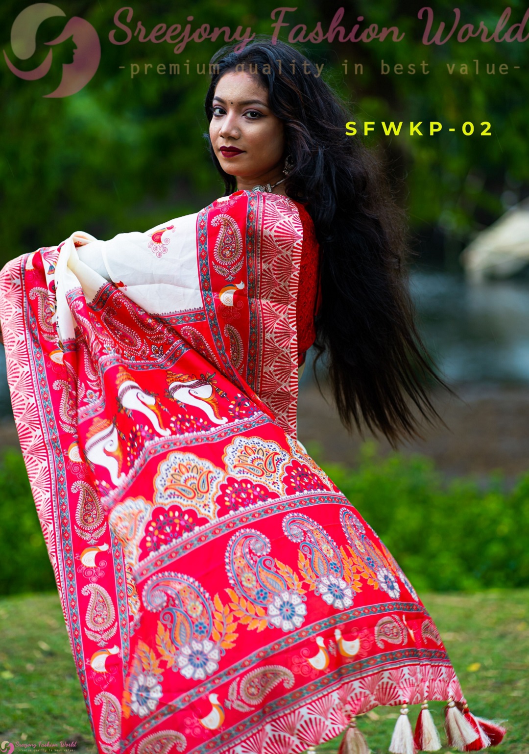 Katan Par | Semi Muslin Silk Saree - Image 3